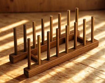 Escurreplatos de madera hecho a mano: organizador de cocina ecológico minimalista