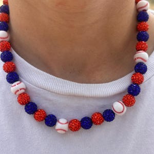 Mets Inspired Rhinestone Bead Drip Necklace & Bracelet