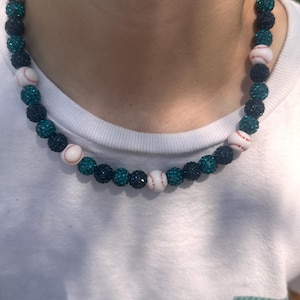 Mariners Inspired Rhinestone Bead Drip Necklace & Bracelet