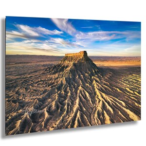 Factory Butte Golden Hour Wayne County Utah near Hanksville | Travel Landscape Photography Canvas Metal Print Livingroom Bedroom Wall Art