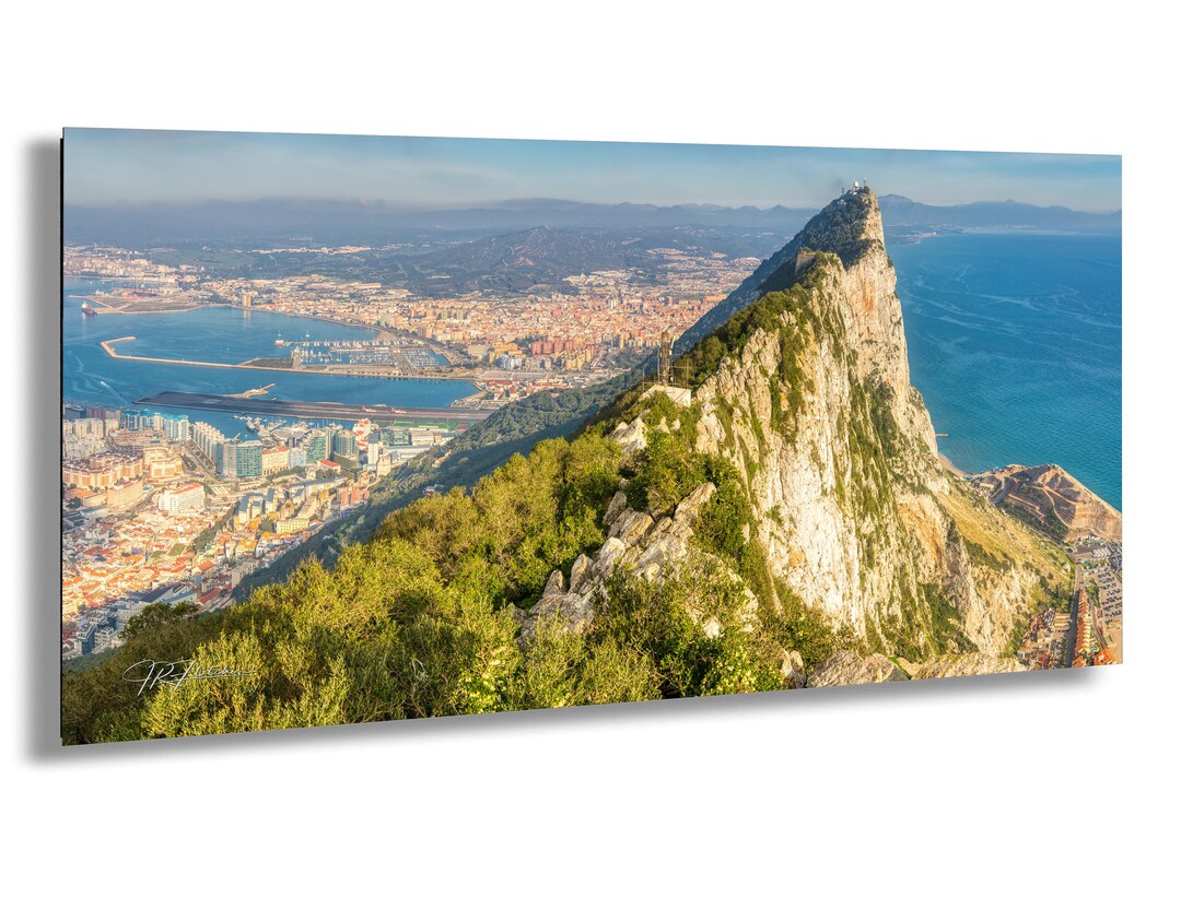 Atop The Rock Of Gibraltar Panorama Blue Water Europe Travel 