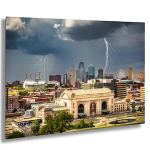 Union Station Storm Kansas City, MO Downtown | Landmark Cityscape Travel Photography Canvas Metal Print Livingroom Bedroom Wall Art