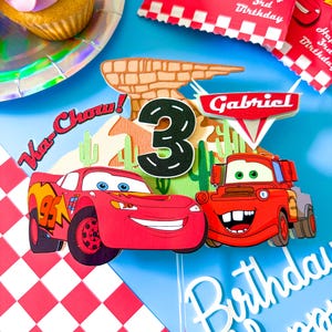 CARS CAKE TOPPER, Lightning McQueen Birthday Supplies, Mater Cake Topper, Cars Birthday Decorations, Cars Birthday Banner