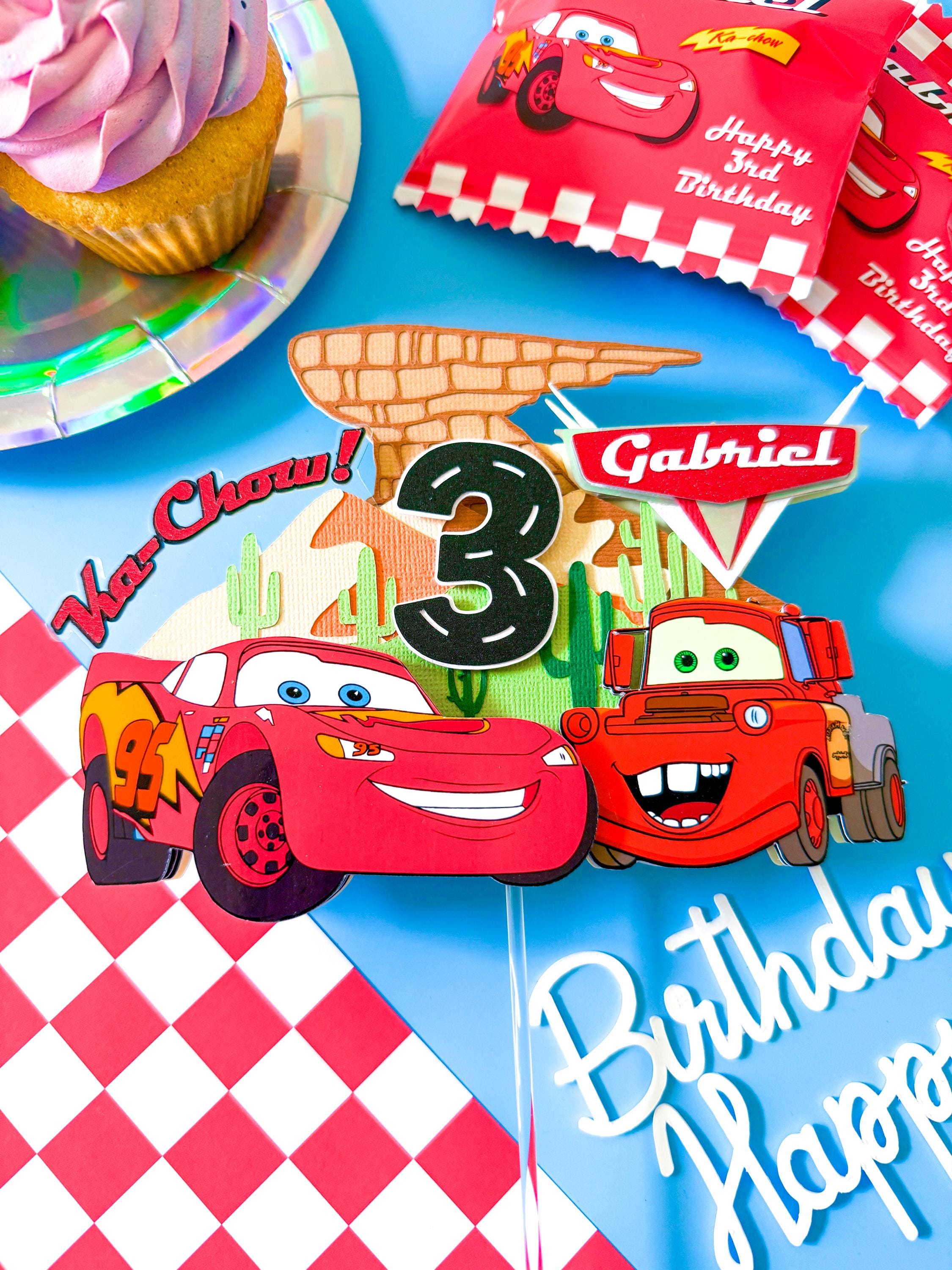 Adorno para tarta de Rayo McQueen: Decoración personalizada para fiesta de cumpleaños de Cars