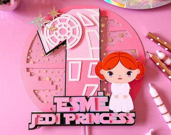 Decorazione per torta di Star Wars con la Principessa Leia, striscione di Star Wars, "Che la Forza sia con te" per il compleanno, decorazioni di compleanno fatte a mano