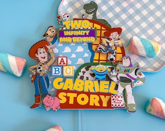 Adorno para tarta de Toy Story: Woody, Buzz y sus amigos para fiesta de cumpleaños