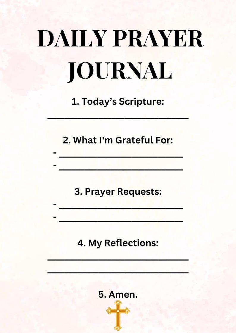 Printable Prayer Journal Page – Christian Devotional Worksheet | Daily ...