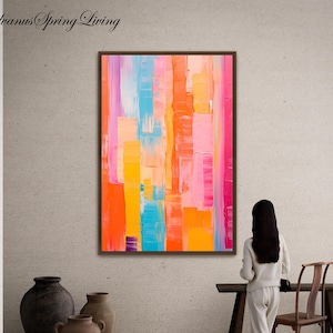 Framed Abstract Canvas Art Colorful Oil Painting Print Modern Gallery Wall Decor For Living Room Bedroom Housewarming Gift Abstract Fine Art