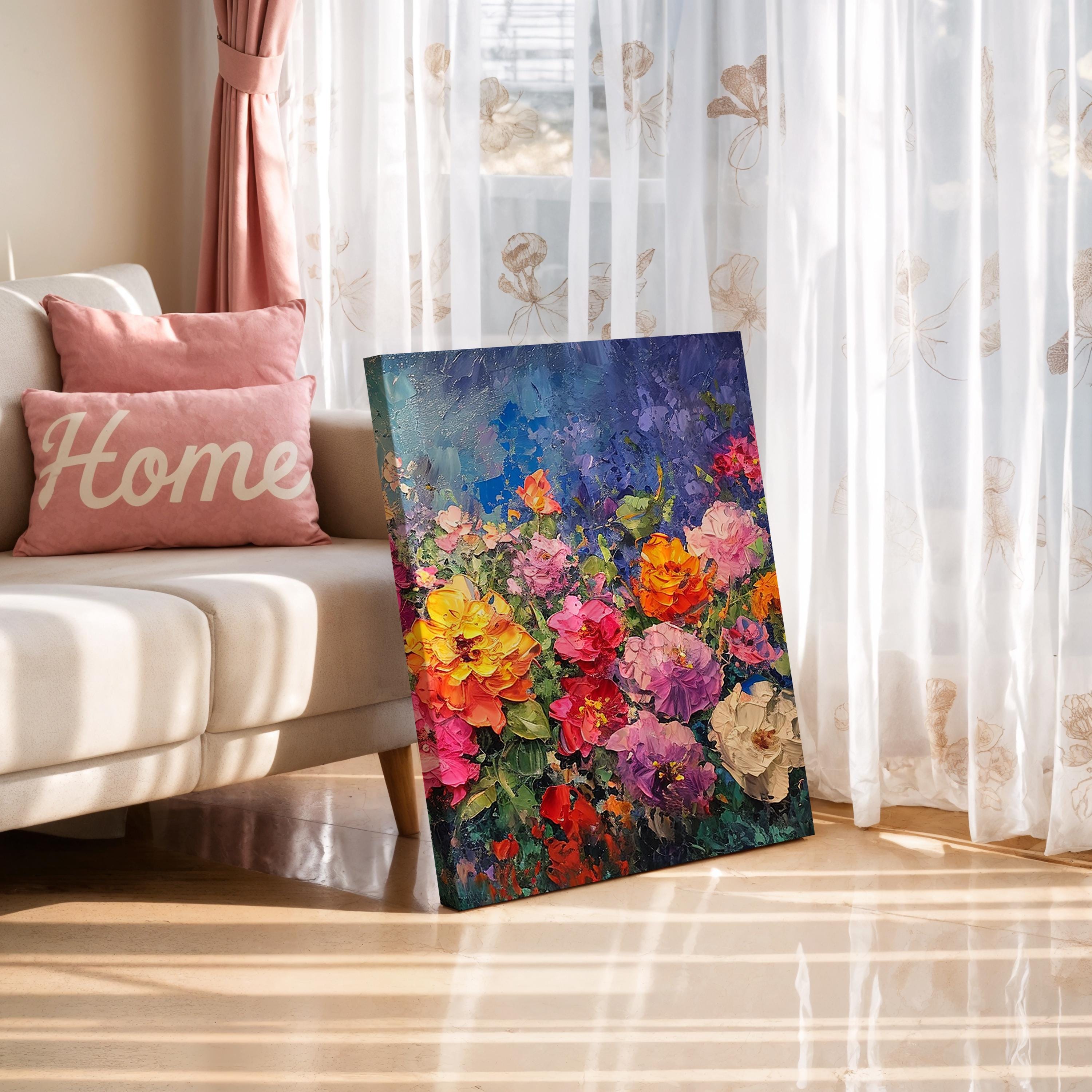 Colorful Floral Abstract Canvas Print Modern Wall Art Vibrant Flower ...