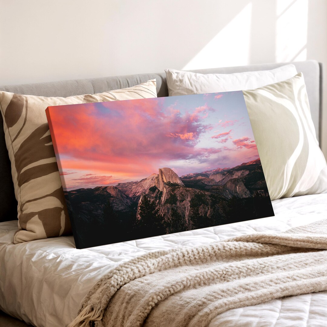 Mountain Wall Art Print Sunset Landscape Photography Pink Sky Nature ...
