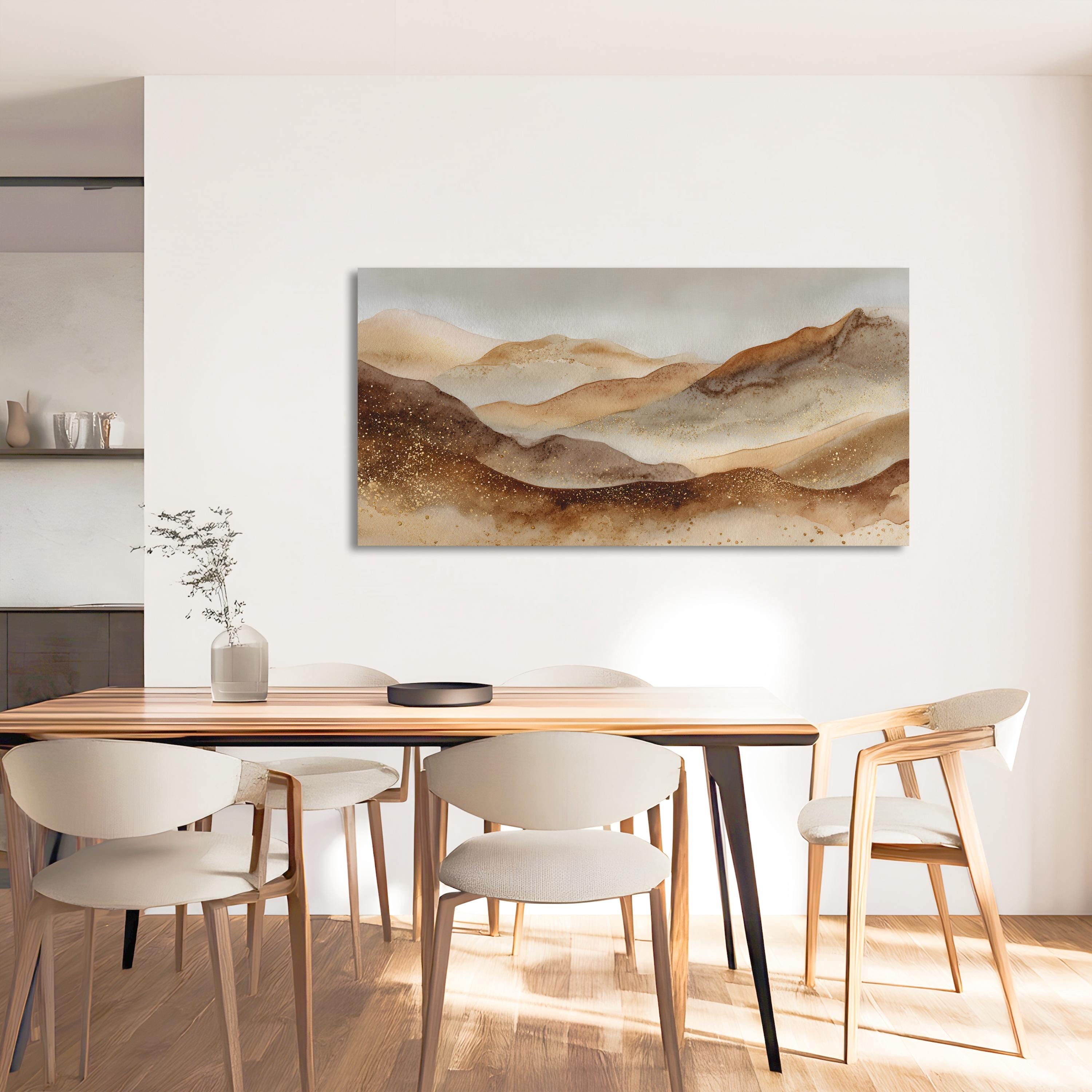 Abstract Neutral Landscape Wall Art, Beige Brown Mountain Canvas Print ...