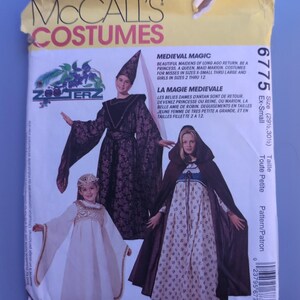 McCall's 6775 Misses Kids Medieval Princess Costume Pattern Sz Ex-Small Cut
