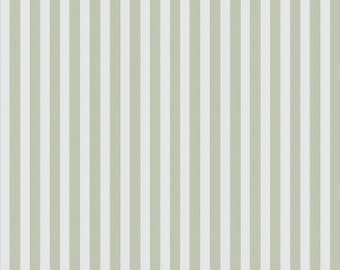 Sage Green Vertical Stripe Fabric Muted Sage & White Stripes Minimal Classic Fabric Cottage Fabric 100% Cotton Fabric By The Half Yard