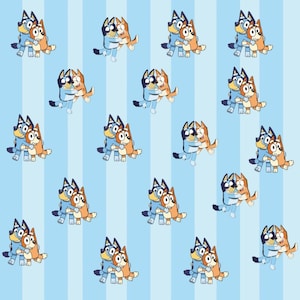 Bluey Fabric Blue Dog Fabric Bluey and Bingo Fabric Cartoon Anime Fabric100% Cotton Fabric Quilting Fabric By The Half Yard