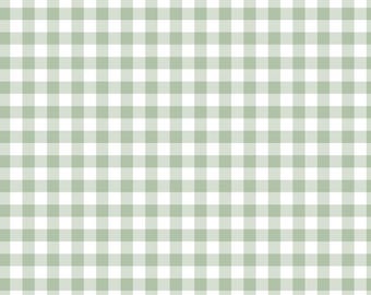 Sage Green Gingham Fabric White & Light Green Checkered Classic Plaid Modern Fabric Casual Fabric 100% Cotton Fabric By The Half Yard