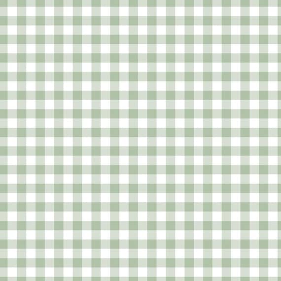 Sage Green Gingham Fabric White & Light Green Checkered Classic Plaid Modern Fabric Casual Fabric 100% Cotton Fabric By The Half Yard
