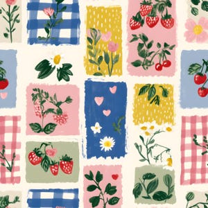 Tkanina bawełniana w kratkę gingham truskawki, tkanina z nadrukiem w kratkę polną na pół jarda, tkanina do szycia patchworków do projektów rękodzielniczych i dekoracji wnętrz