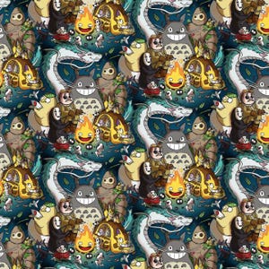 Japanese Character & Spirited Away Fabric Haku and Calcifer All Characters Fabric Anime Fabric 100% Cotton Cartoon Fabric By The Half Yard