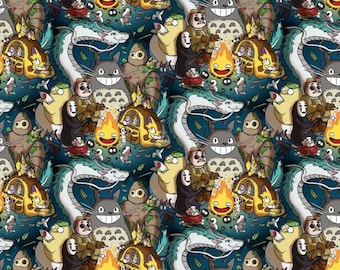 Japanese Character & Spirited Away Fabric Haku and Calcifer All Characters Fabric Anime Fabric 100% Cotton Cartoon Fabric By The Half Yard