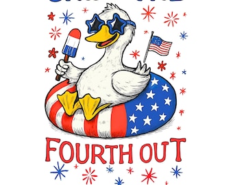 Chill the Fourth Out PNG, 4th of July Humor png, Funny Patriotic Goose png, Retro USA Vibes, Independence Day Goose Png, Summer Png, Digital