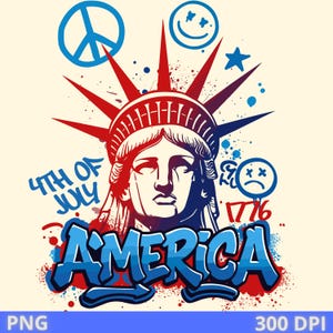 4th of July Statue of Liberty Png, America 4th July Png Design, Graffiti America Png, USA America Flag, American Girl Shirt Design, USA Png
