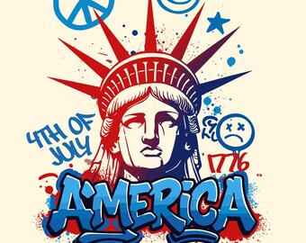 4th of July Statue of Liberty Png, America 4th July Png Design, Graffiti America Png, USA America Flag, American Girl Shirt Design, USA Png