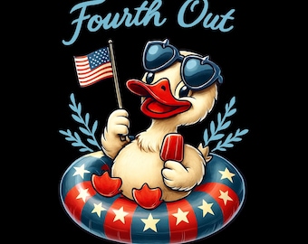 Chill the Fourth Out PNG, 4th of July Humor png, Funny Patriotic Goose png, Retro USA Vibes, Independence Day Goose Png, Summer Png, Digital