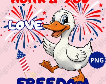 Funny 4th of July Goose Png, Honk If You Love Freedom Png, Patriotic Goose Png, Preppy Coquette USA Shirt Design, Happy 4th of July Goose