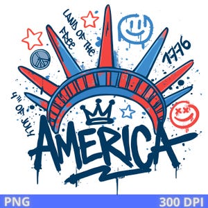 4th of July Statue of Liberty Png, America 4th July Png Design, USA America Flag, Graffiti America Png, American Girl Shirt Design, USA Png