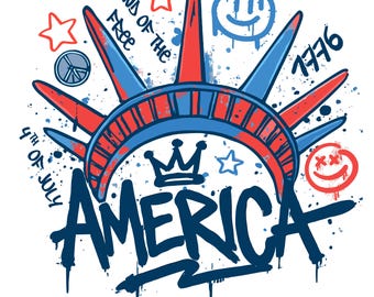 4th of July Statue of Liberty Png, America 4th July Png Design, USA America Flag, Graffiti America Png, American Girl Shirt Design, USA Png