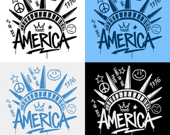 4th of July Statue of Liberty Png, America 4th July Png Design, USA America Flag, Graffiti America Png, American Girl Shirt Design, USA Png