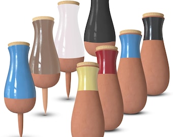 Kit de inserção para vaso autoirrigável de terracota com 4 globos de irrigação e 4 estacas coloridas para gotejamento, presente para amantes de plantas, interno/externo (8 peças)