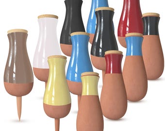 Terracotta Self Watering Planter Insert Kit, 4 Plant Watering Globes and 8 Watering Spikes, Indoor Outdoor Gift for Plant Lover (12pc)