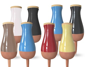 Espigões de terracota para plantas autoirrigáveis, 8 estacas coloridas para gotejamento, kit de inserção para plantador Olla, irrigação para férias, presente para amantes de plantas (8 peças)