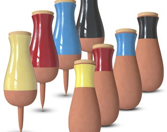 Conjunto de globos de irrigação para plantas + estacas de terracota — Kit de globos e estacas de autoirrigação, presente para amantes de plantas, interno/externo (8 peças)