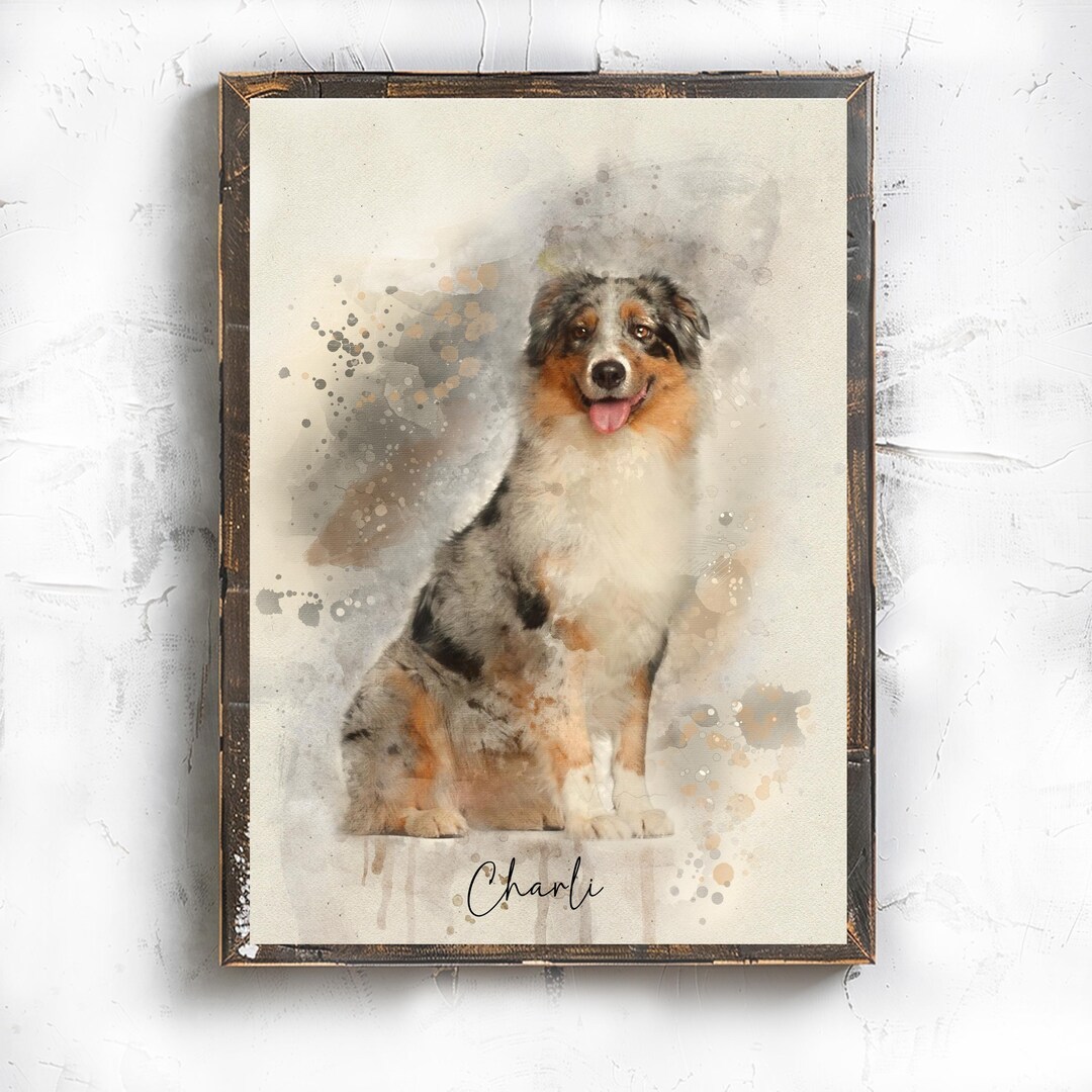 Personalized Pet Portrait Custom Dog Painting From Photo Watercolor ...