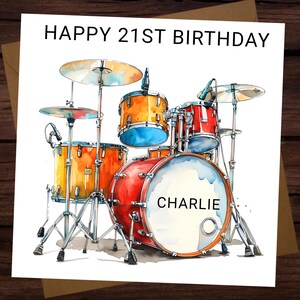 Verjaardagskaart Gepersonaliseerde verjaardagskaart drummer Geschikt voor elke leeftijd en naam Aquarel drummerkaart Aangepaste naam