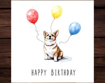 Corgi Birthday Card: Dog Lover Gift (Digital Download)