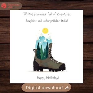 Wandern Geburtstagskarte: Abenteuer am Berg (Digitaler Download)