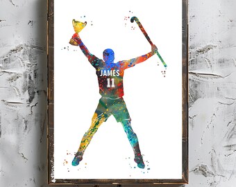 Personalized Field Hockey Winner Art: Custom Name & Number (Digital Download)