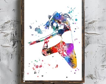 Jazz Ballet Dancer Watercolor Art Print (Digital Download)