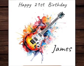 Personalized Guitar Birthday Card: Printable Digital Download