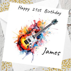 Tarjeta de cumpleaños de guitarra personalizada Tarjeta de cumpleaños única y personalizada Adecuada para cualquier edad y nombre