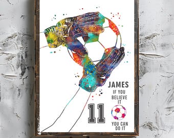 Personalized Soccer Goalie Art: Custom Name & Number (Digital Download)