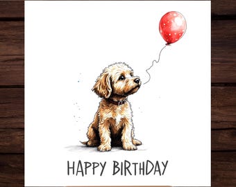 Cockapoo Birthday Card, Dog Lover Gift (Digital Card)