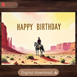 Happy Birthday Cowboy Card Western Birthday Greeting Country Birthday Card for Him Rustic Cowboy Theme