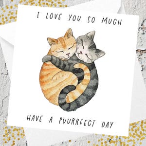 Cartão de aniversário de gato personalizado, desejos de aniversário meowy para amantes de gatos, cartão de felicitações exclusivo com nome personalizado, design de gatinho fofo