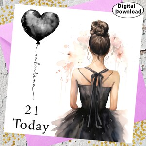 Personalisierte Ballerina Geburtstagskarte Jedes Alter Mädchen Geburtstagskarte Aquarell Tochter Enkelin 13.15.18.21.Digitaler Download