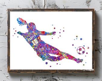Personalized Soccer Goalie Girl Art: Custom Name & Number (Digital Download)