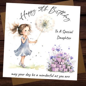Carte d'anniversaire fille, carte personnalisée, tout âge Aquarelle fille petite-fille nièce meilleur ami 3e 4e 5e 6e